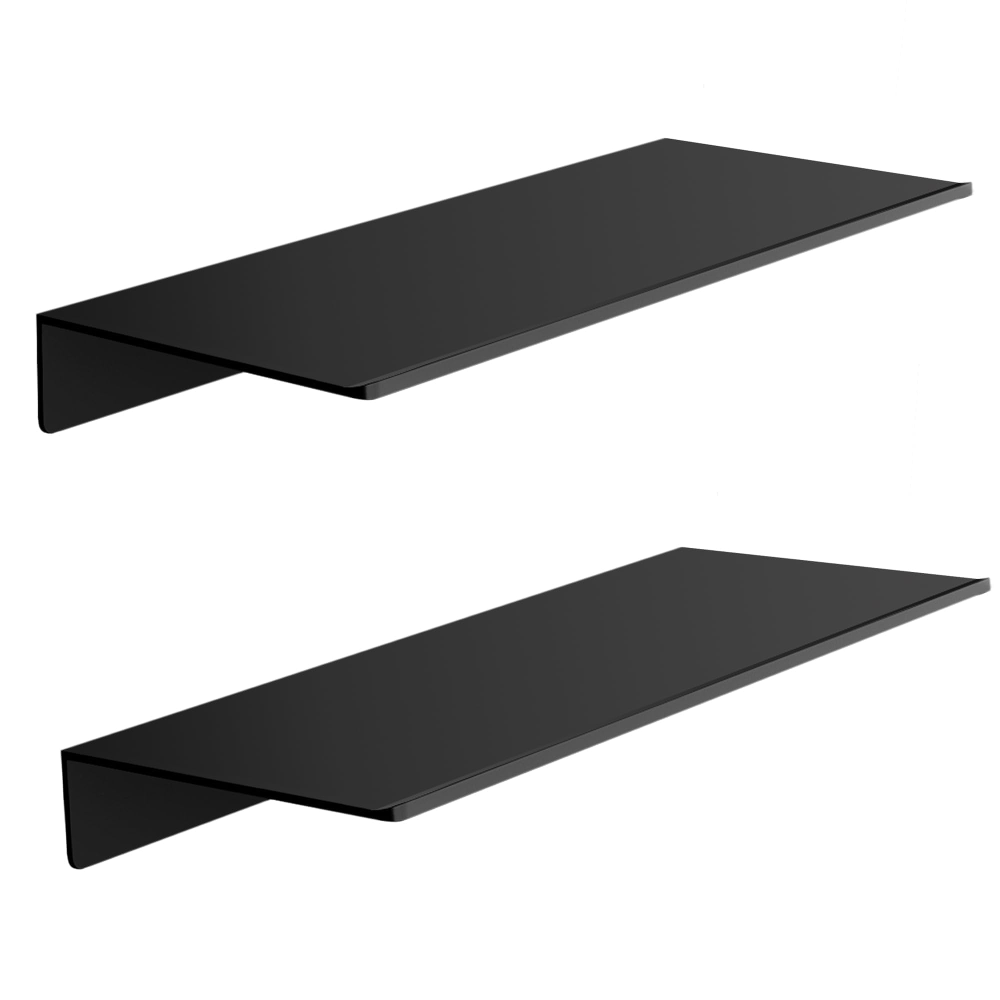 Metal Floating Shelves set of 2, Length 30CM, Black Wall Shelf for Bathroom, Display Shelves for Wall Decorative for Living Room, Bedroom, Hallway, Office