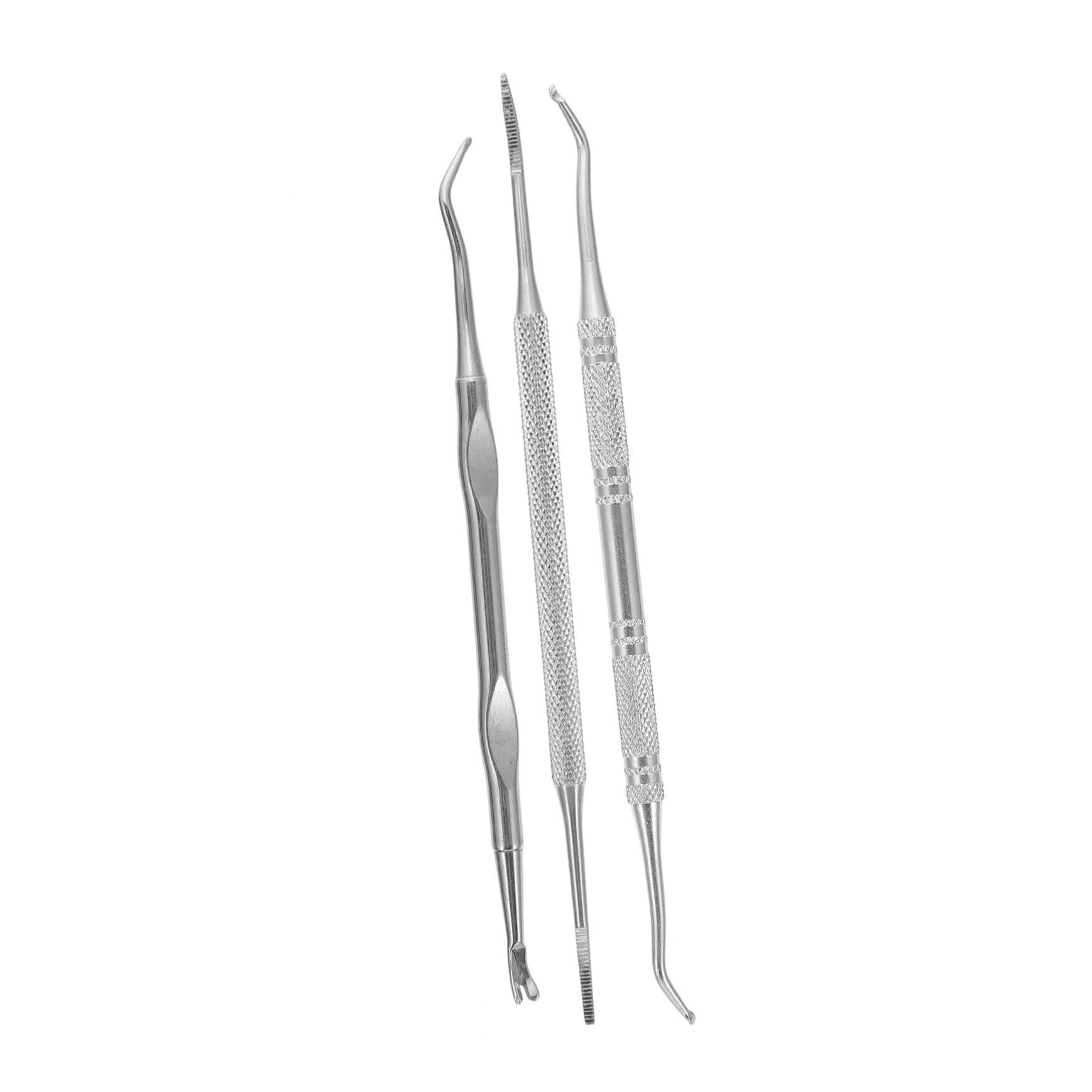 BELLIFFY Grown Toenail Pedicure Tool 3pc Set of Stainles Steel Curated Nail Cleaner Cuticle Tools