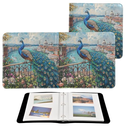 Álbum de fotos ALAZA con diseño de flores y vistas de Italia, cubierta de cuero PU, encuadernación con tres anillos, para bodas, viajes y recuerdos familiares miniatura 2