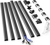 Delamu Black Cord Hider, 94.5in Cord Covers for 3-4 Wires on Wall, Large Cable Hider, Premium Wire Hider Wire Covers for Cords on Wall, Easy Snap-on Cable Raceway Cable Management, W1.18 H0.67in