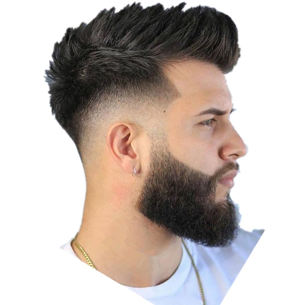 N.L.W Hair Toupee - Light Color Human Hair Replacement System, 10" x 8", Soft European Virgin Hair (#1B Natural Black) for Men - Image 4