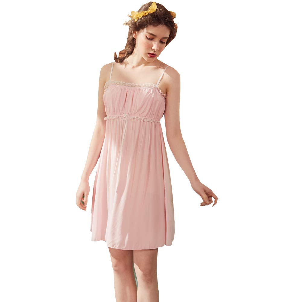 FlwydranWomens Sleepwear Nightgown,Spaghetti Strap Nightdress Cotton Sleeveless Victorian Nightshirt
