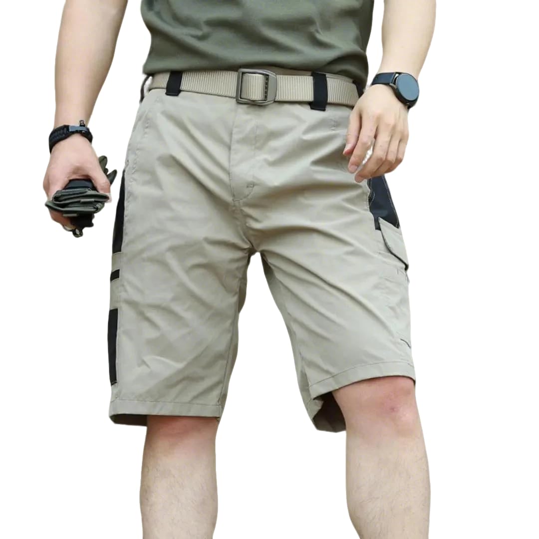 Cargo Shorts for Men Stretch Waist Work Hiking Shorts Slim Fit Knee Length Waterproof Tactical Short with Multi Pockets Bermuda Water Proof Fishing Camping Short Outdoor Construction Combat Pants