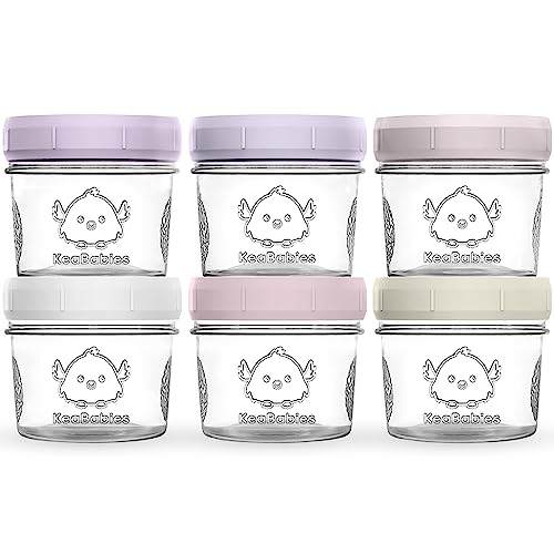 Image of KeaBabies 6pk 4oz Glass Baby Food Containers with Lids - Leak-Proof, Microwavable Small Glass Jars, Baby Purees & Toddler Snack Storage Containers, BPA-Free, Dishwasher & Freezer Safe (Lilac)
