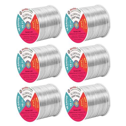 Image of Mandala Crafts 18 Gauge Silver Tone Combo Anodized Aluminum Craft Wire | 450 FT, Colored, Flexible, Bendable for Bonsai Armature Sculpting Wire Wrapping Jewelry Making, Weather & Tarnish Resistant