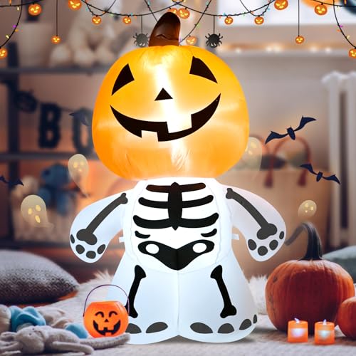 4FT Halloween Inflatable Blow up Cute Pumpkin Ghost Lawn Decoration - image 3