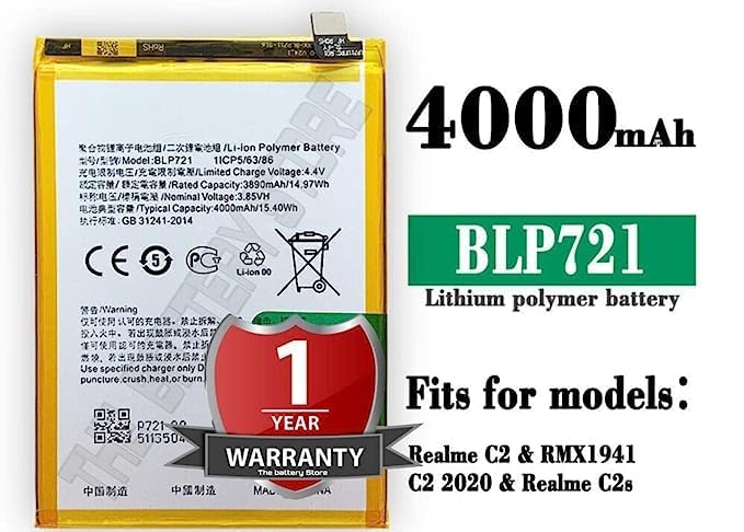 Image of Original BLP721 Battery for Realme C2 / RMX1941 / C2 2020 / C2s Battery with 1 Year Warranty**** (R000207)