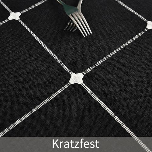 Plenmor Leinen Tischdecke Abwaschbar Schwarz 135x135cm Tischdecke Leinen – Ansicht 3
