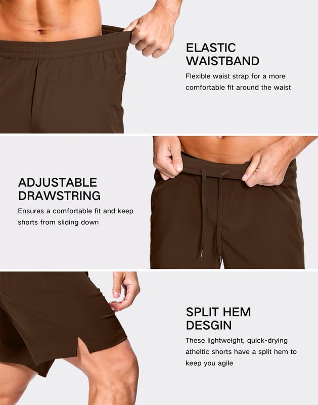 Image of GGJ Men's Lightweight Athletic Shorts with 2 Zipper Pockets 7 inch /9 inch /5 inch Gym Workout Running Quick Dry Tennis Shorts for Men