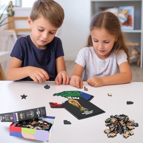 Image of Official FIFA World Cup 2026 CAN MEX USA T-Shirt Puzzles for Adults, 200 Pieces Football Merchandise Wooden Puzzles, Unique Soccer Gifts for Fans, Collectors Puzzle, Sports Souvenirs