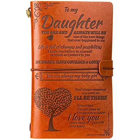 JANARARY To My Daughter Gift Leather Journals from Mom or Dad, 140 Pages Writing Journals for Teens, Special Daughter Gift for Girl Birthday, Graduation, Thanksgiving, Christmas Gifts Cover