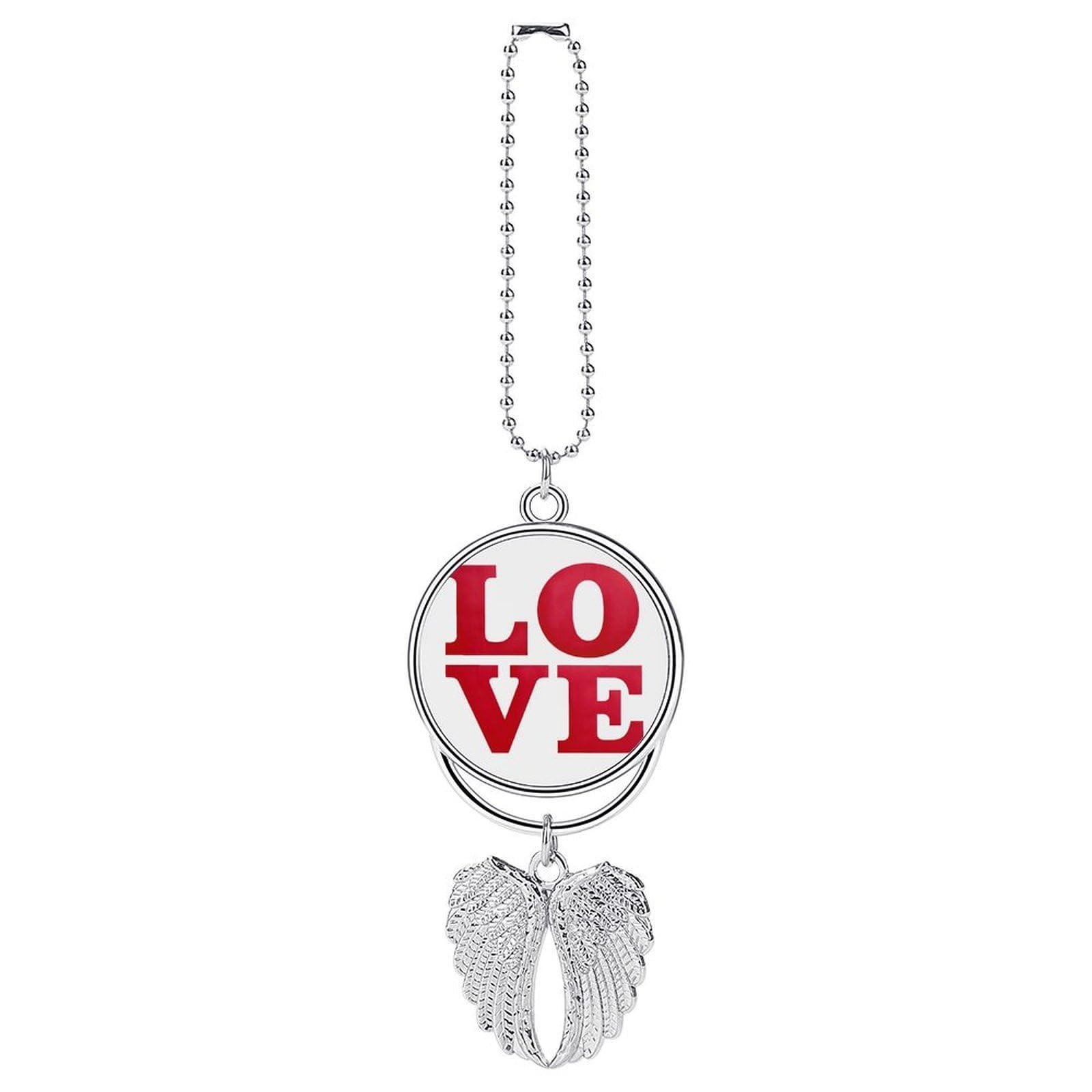 LOVE in Bold Red Letters Car Hanging Pendant Car Interior Decoration Rearview Mirror Charms Ornaments