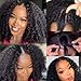 ISEE V Part Human Hair Kinky Curly Minimal/No Leave Out Upgrade U Part Wig for Black Women Human Hair V Shape Wig Kinky Curly Thin Part Glueless Clip In Half Wig 180% Density Natural Color 18 Inch