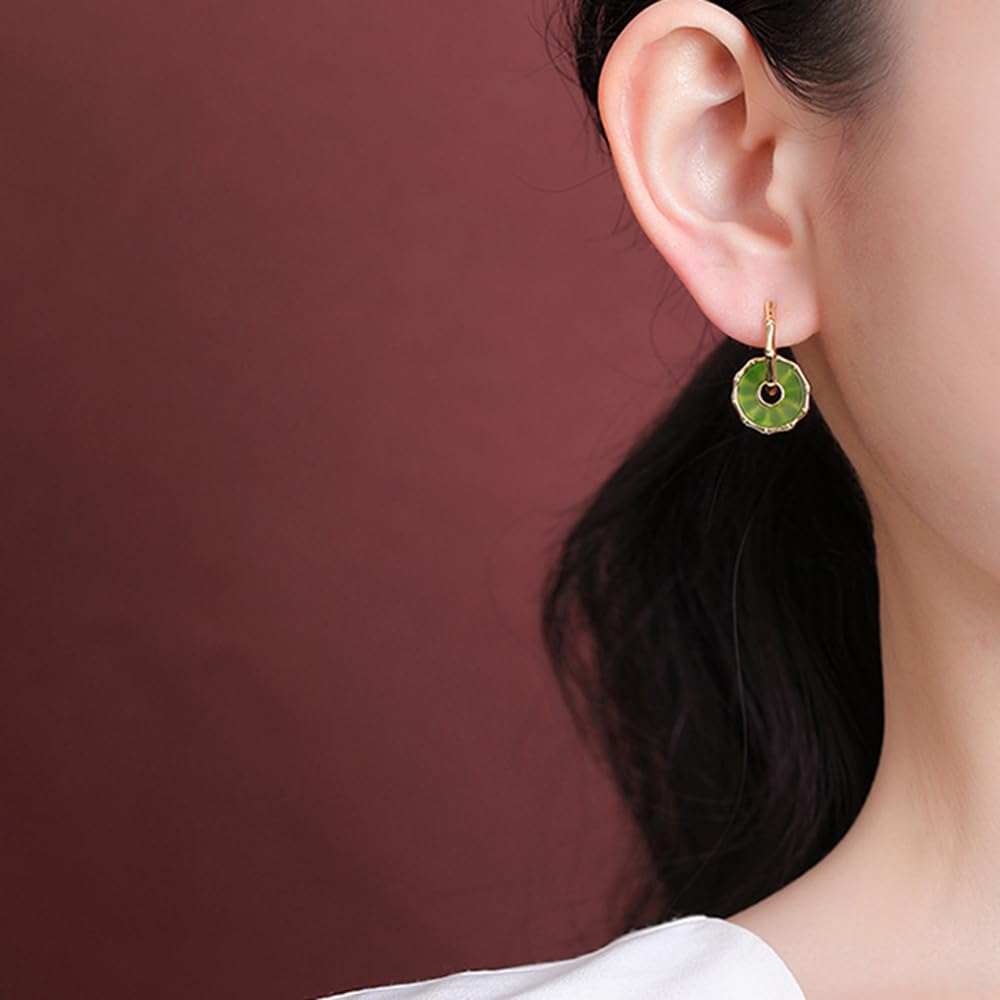 WBDWWTD Natürliche grüne Jade-Ohrstecker, Sterling-Silber-Ohrringe, Hotan-Schmuck, Geschenke für, Mutter, Freundin, Gold