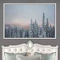 Framed Canvas Wall Art Greenlands Aerial Dark Farmhouse/Country Green Nature Photography Realism Relax/Calm - 16x24 inches