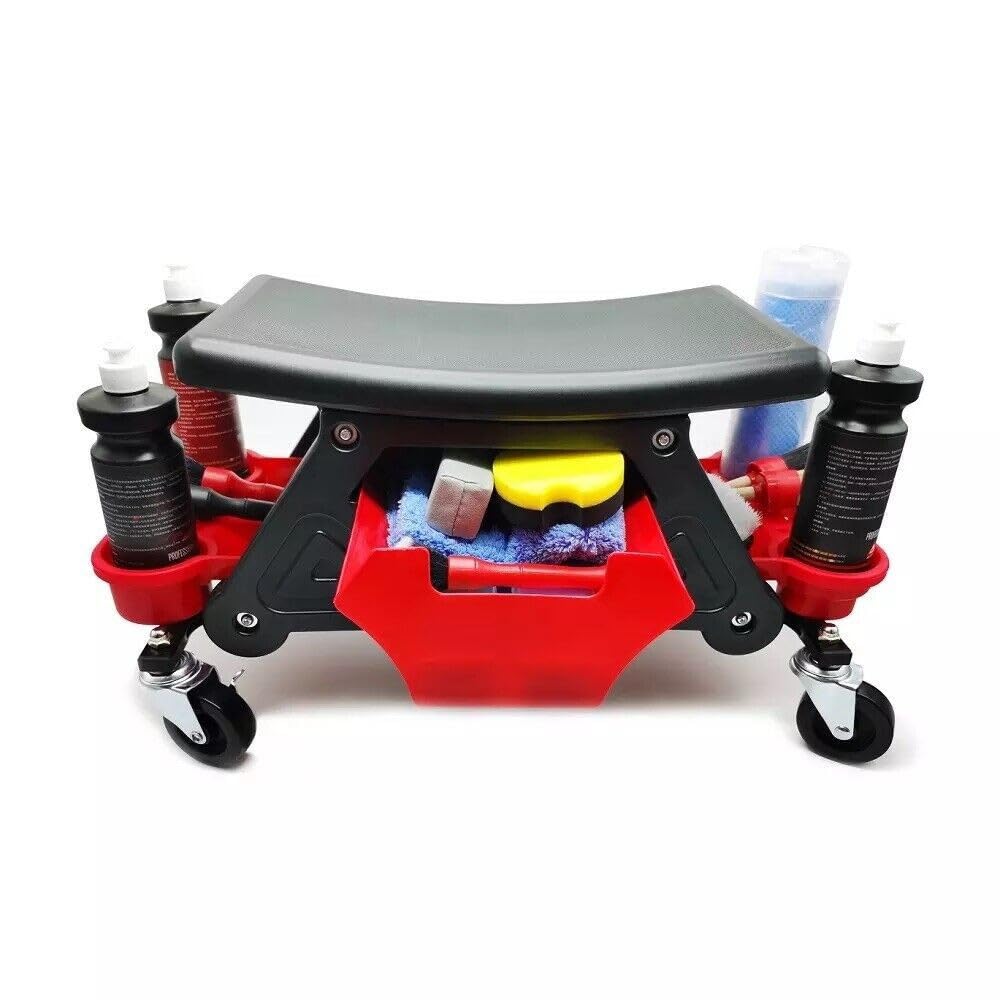 Trade Shop - Sgabello da Officina Meccanico 136kg Seggiolino Carrello Auto Moto con 4 Ruote