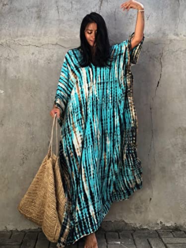 Image of Kaftan Dresses for Women Plus Size Summer Beach Dress with Print and Swim Cover Ups