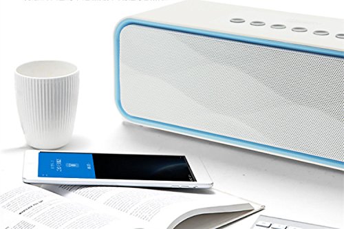 Portable Bluetooth Stereo Speaker, 2X5W Dual Acoustic Drivers, FM Radio & Handsfree Speakerphone, Micro SD Card & USB & AUX Slots for Smart Phone, MP3, iPad, Tablet & More - Thumbnail 5
