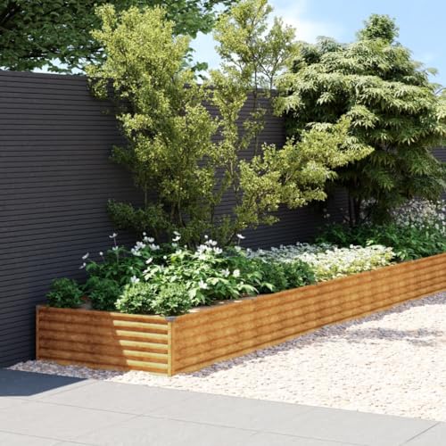 Homgoday Jardinera Acero corten 770x100x36 cm, Jardinera de Cultivo, Maceteros Grande para Exterior, Jardín Balcón o Terraza Huerto Urbano