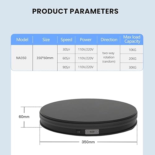 Miniatura 3 de Fotoconic - Soporte giratorio eléctrico motorizado para vitrina de exhibición, joyas, coleccionables, juguetes, tortas, maniquíes, producto digital