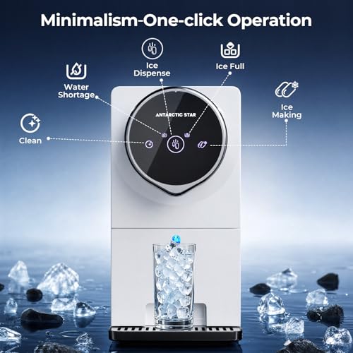 Image of Antarctic Star Nugget Ice Maker Countertop, Gen 2 Self-Cleaning Portable Ice Machine, 33 lbs /24H, 1.8L Water Tank, 1.5 lbs Ice Storage, Touch Screen & Auto Ice Drop, for Home /Office /Kitchen