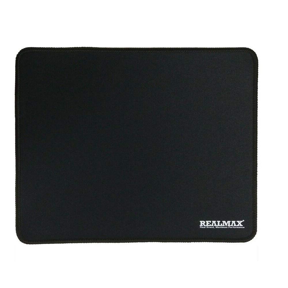 REALMAX® Mouse Mat Pad (270x220x3mm) For Laser Optical Mice Computer PC Laptop Desktop Thick Water-Resistant Gaming With Non-Slip Rubber Base Cloth Edges (Black)