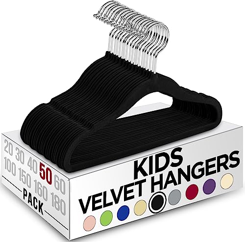 Image of Utopia Home Kids Hangers Velvet (60 Pack) - 11 Inch Durable Baby Hangers for Closet - Perfect Toddler Hangers Non Slip for Everyday Use (Black)