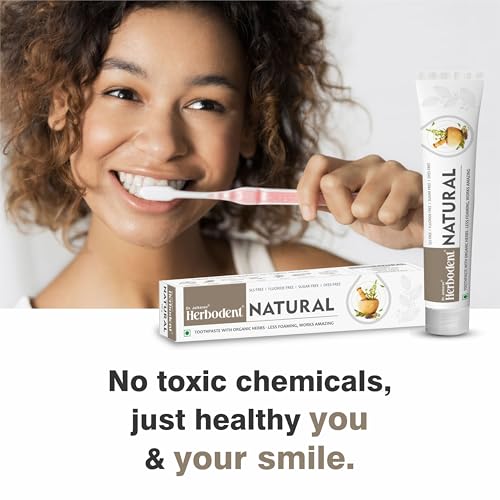 Image of Natural Toothpaste - 100g Pack of 2 | Less Foaming, Works Amazing | SLS Free | Fluoride Free | Herbal Toothpaste with Neem, Clove & More Herbs