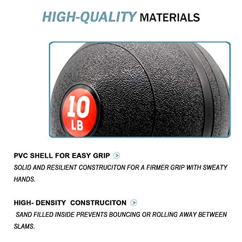GOOGIC 10lb Basic Slam Ball Medicine Ball, Ideal for Cross Training, Core Exercises Plyometric and Cardio Workouts
