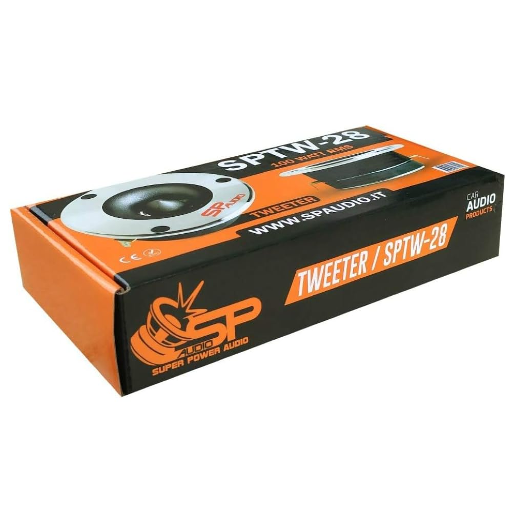 KIT SET PER SP AUDIO SPTW28 TW28 2 tweeter ultra slim da 100 watt rms e 200 watt max, da 9,40 cm di diametro, 107 db, profondità solo 4,2 cm, a coppia + condensatori omaggio