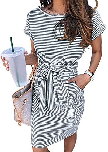 Image of MEROKEETY Women's 2026 Summer Short Sleeve Casual T Shirt Dress