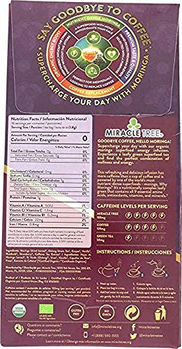 Miniatura 3 de Miracle Tree 's Moringa Energy Tea - Uva Oolong de vainilla  Mezcla súper cafeína  Alternativa de café saludable, perfecta para concentrarse