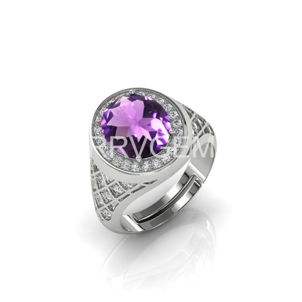 rrvgem Certified Unheated Untreatet 7.00 carat to 6.00 carat katela ring Natural Amethyst Loose Gemstone Amethyst Silver Plated RingFor Women's and Men's By lab -Certified-picture-47