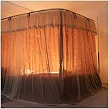  EsEntL Rideau à baldaquin de lit à 4 Coins avec moustiquaire d\'étoiles Creuses de Princesse Mignonne pour Adultes Filles garçons décoration de Chambre pour lit Complet/Queen/King Size (Couleur : G,