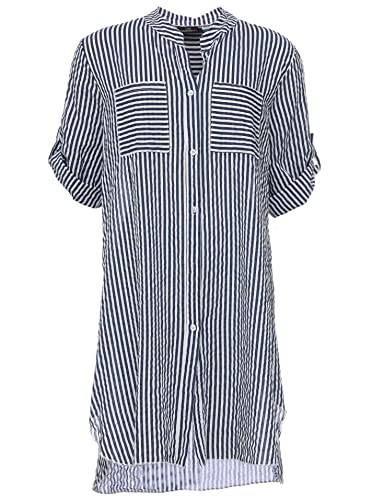 Zwillingsherz Longbluse im Streifen Muster – Hochwertiges Sommerkleid für Damen Frauen Mädchen - Abendkleid Freizeitkleid Strandkleid - Locker...