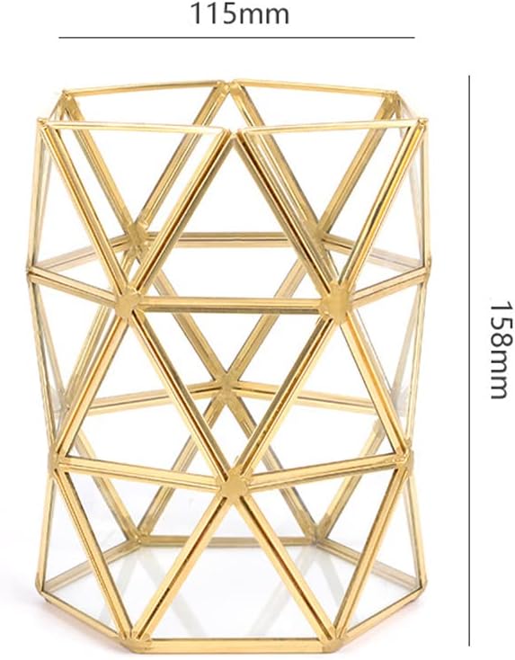 DIY Brass + Glass Makeup Storage Multifunction Makeup Brushes Organizer Box Holder Beauty Container Cosmetic Display Case