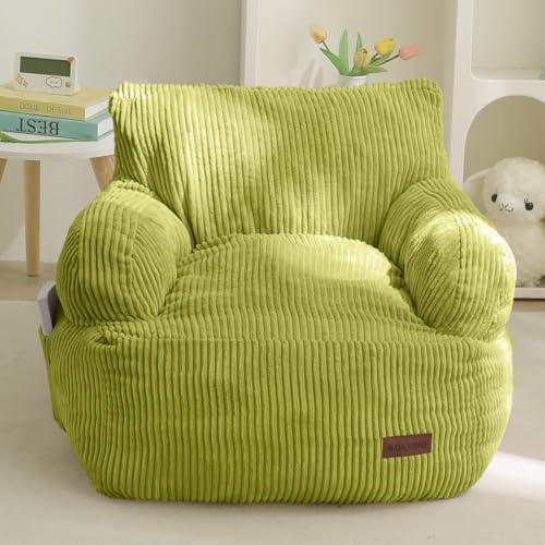 Image of MAXYOYO Kids Bean Bag Chair, Stuffed Bean Bag Sofa, Green, Standard | Bean Bag Chair for Boys and Girls, Lazy Sofa with Pocket Floor Chair for Gaming, Reading