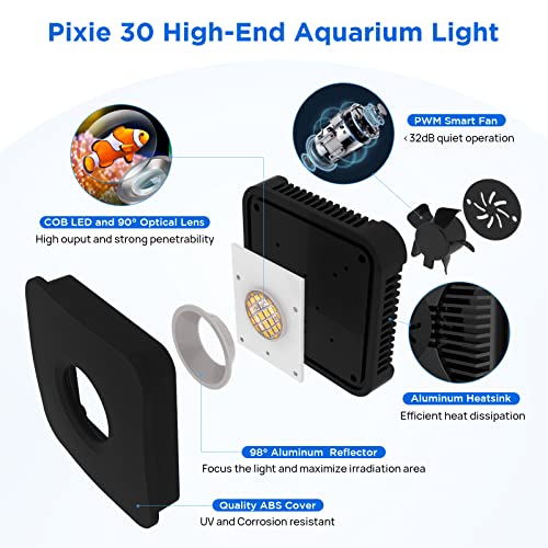 Image of Lominie LED Aquarium Light Saltwater Aquarium Lamp 30W Full Spectrum with Remote Dimmable Nano Coral Reef Light for Fish Tank with Bracket
