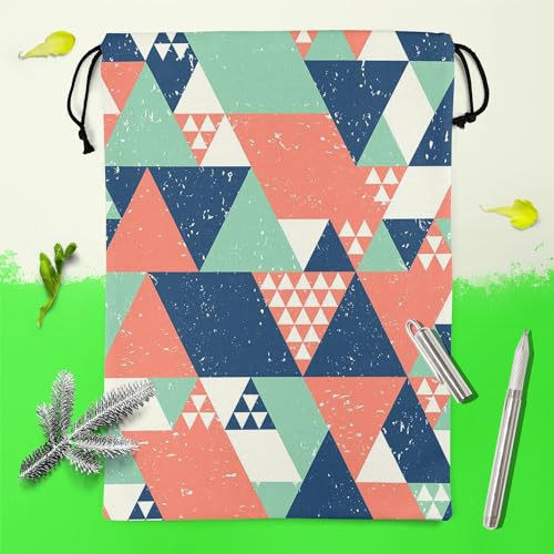 Image of ArtzFolio Colorful Triangles D1 | Reusable Sack Bag | Bag for Gym, Storage, Vegetable & Travel