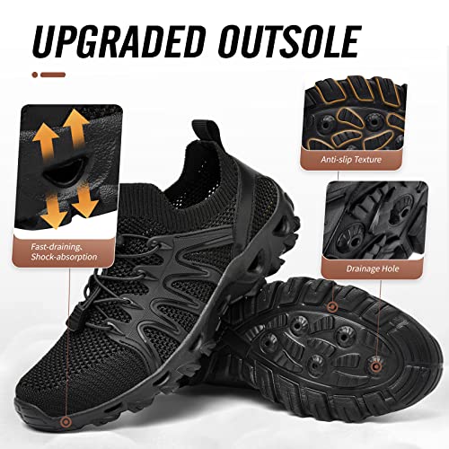Alibress Water Shoes For Women Men Lightweight Men's Water Hiking Shoes Slip-On Women's Hiking Water Shoes Quick-Dry Aqua Shoes Beach Shoes Swim Shoes River Shoes Black Water Shoes Size Women 7.5 #TOP3