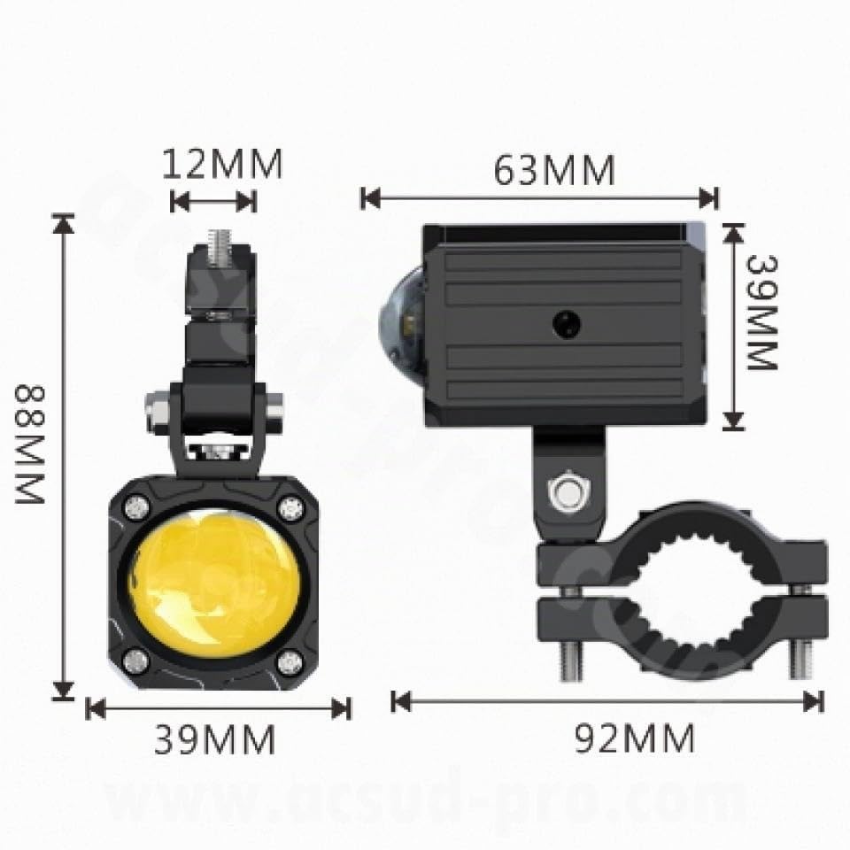 RB MAX Feu avant additionnel carré à LED ECOBENE 12V 50W homologué compatible avec moto ECO-KD20