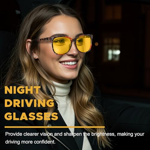 LVIOE Night Driving Glasses for Women Men, Anti Glare Night Vision Glasses Polarized Yellow Lens for Driving UV400 Protection2