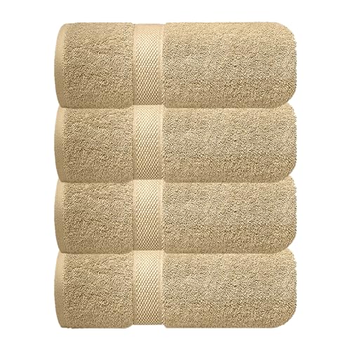 Image of Sulfar 100% Combed Cotton, Quick Drying Highly Absorbent, Luxury Hand Towel Set (Pack of 4, 40 X 70 cm) Bleach Sand