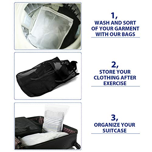 Tenrai Delicates Laundry Bags, Bra Fine Mesh Wash Bag For Underwear, Lingerie, Bra, Pantyhose, Socks, Use Ykk Zipper, Have Hanger Loops, (White, 3 Large, Qs) #TOP7