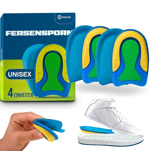 4er-Set Fersensporn-Einlagen zur Korrektur von Plantarfasziitis - Silikon-Schuh-Einlagen für Herren und Damen - Gel für Sporne - Unisex (Grey, L (41-47))