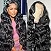 Ucrown Hair 13x6 Lace Front Wigs Brazilian Body Wave Human Hair Wigs For Black Women 150% Density Pre Plucked with Baby Hair Natural Black (24 inch)