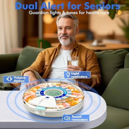 Upgraded Automatic Pill Dispenser for Elderly with Alarm, Smart Pill Dispenser Machine with 28-Slot, Mix-Proof Tech & XL LCD, Enhanced Durability for Daily Medicine Management