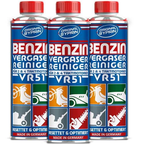 SYPRIN Original Vergaserreiniger VR51 für 2 Takt 4 Takt Benzin Motoren - geeignet für Auto und Motorrad I Additiv zur Vergaser Reinigung Additiv 3X