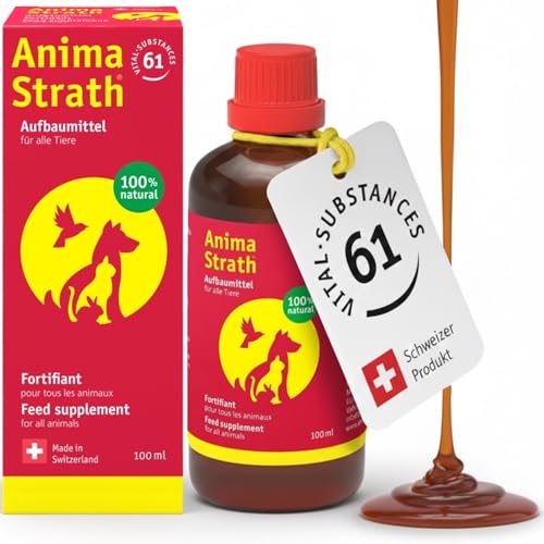 Anima-Strath Flüssiges Nahrungsergänzungsmittel & Vitamine für Hunde und Katzen – Multivitamin mit 61 Mikronährstoffen & Mineralien, Kräuterhefe Futterergänzung stärkt das Immunsystem & die Verdauung