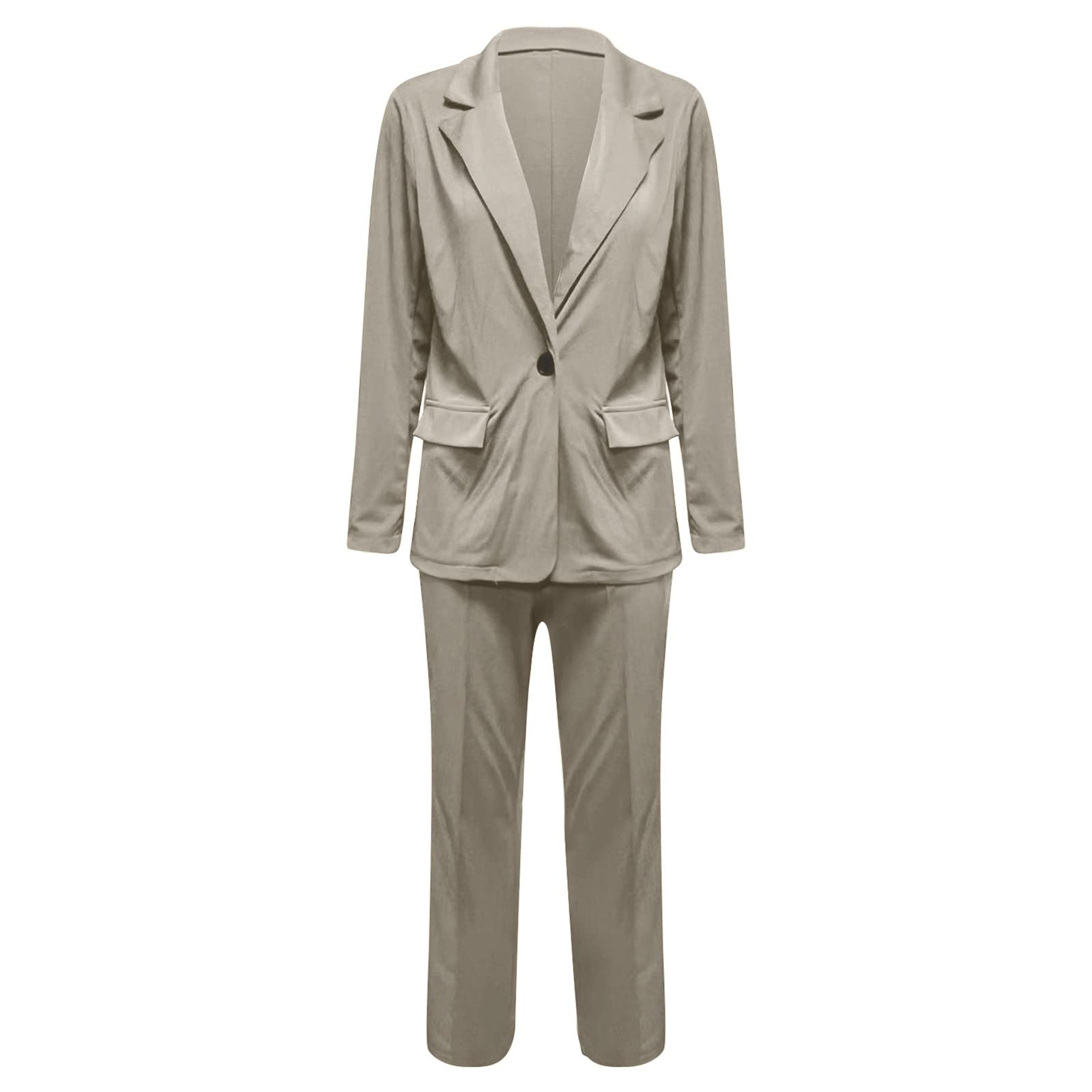 Generico Conjunto de mujer de verano elegante, conjuntos de mujer con solapas de dos piezas, juego de trabajo para oficina, chaqueta formal con botones de manga larga + Tailleur pantalón Slim
